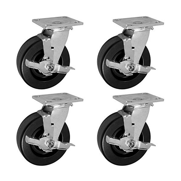 4"x2" Swivel CASTERS W/ Brakes - PHENOLIC Wheel, 3, 20, PK4